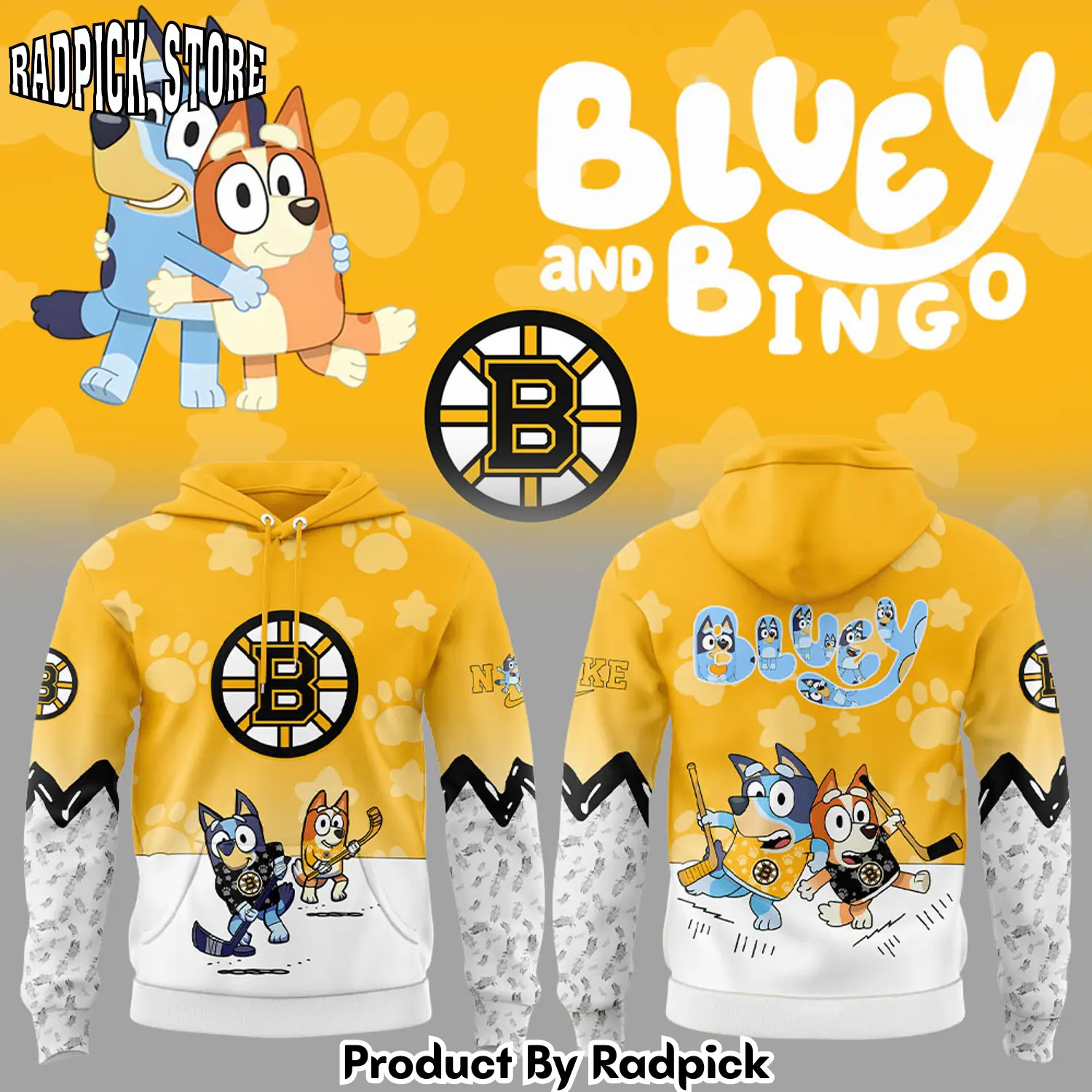 Boston bruins bluey and bingo hoodie joggers hoodie and long pants set rp291905